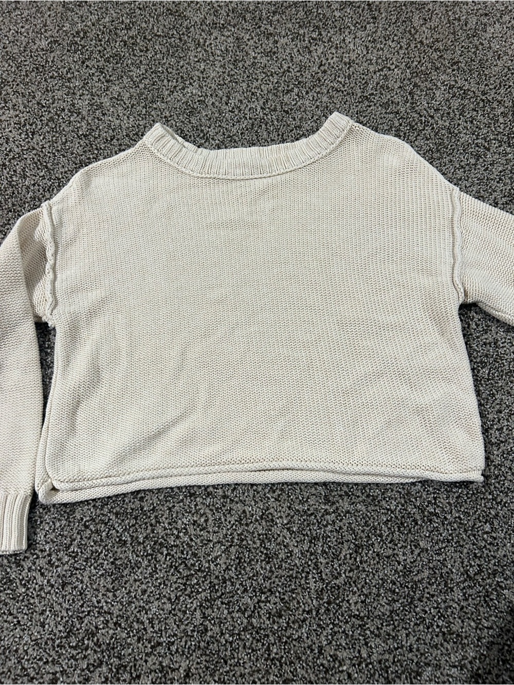 American Eagle Women's Cream Knit Crewneck Sweater